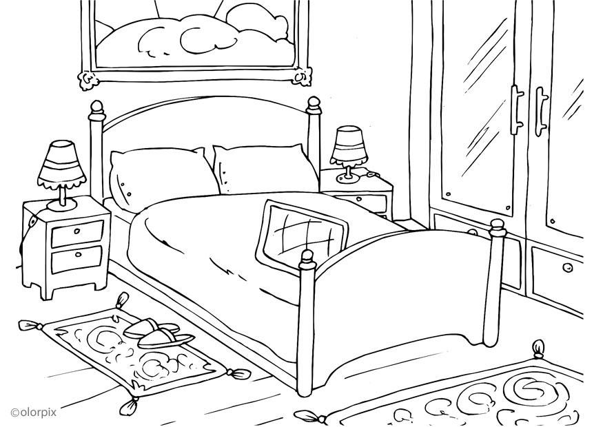 Coloriage chambre A  coucher